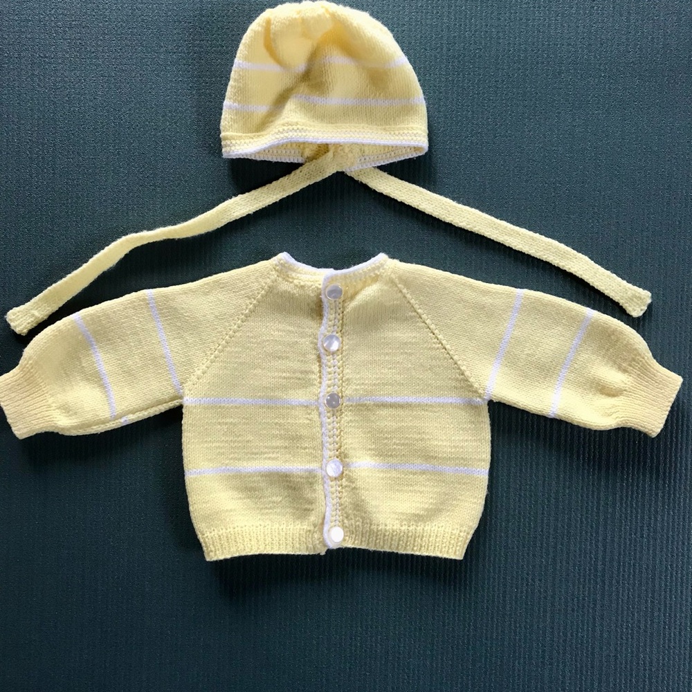 Yellow Baby Cardigan and Hat Set
